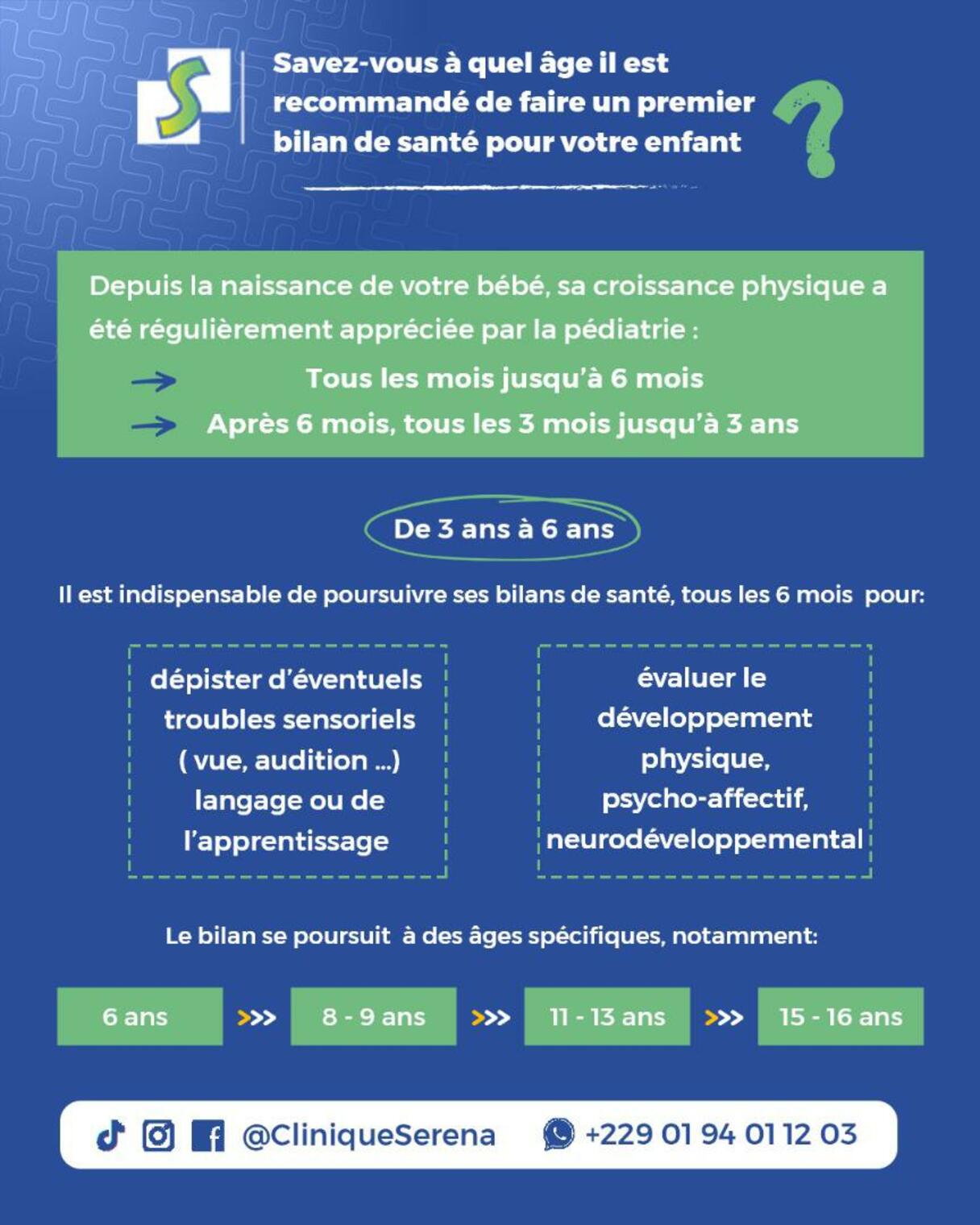 A quel âge est-il recommandé de faire un premier bilan de santé pour votre enfant ?