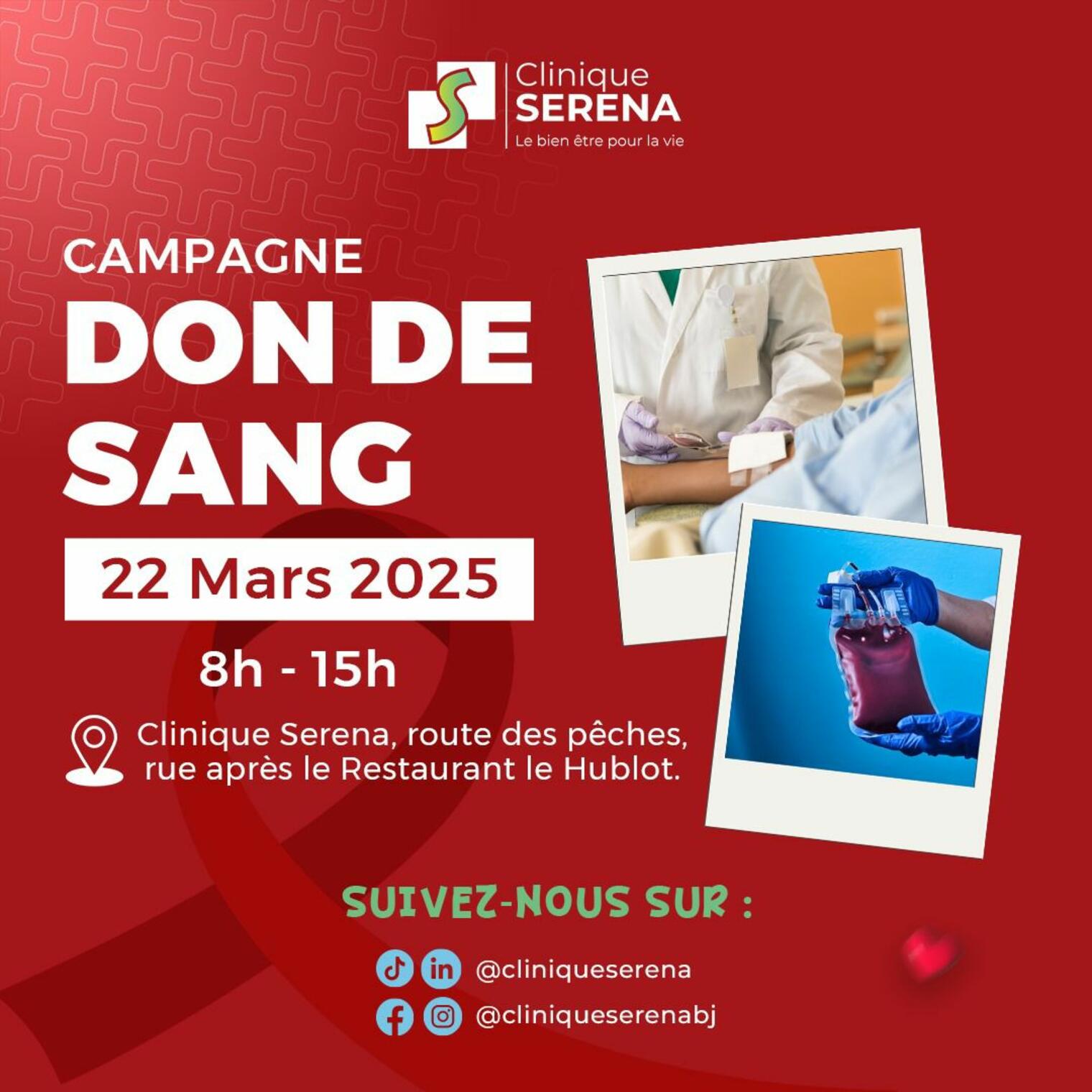 Campagne Don de Sang à la Clinique Serena