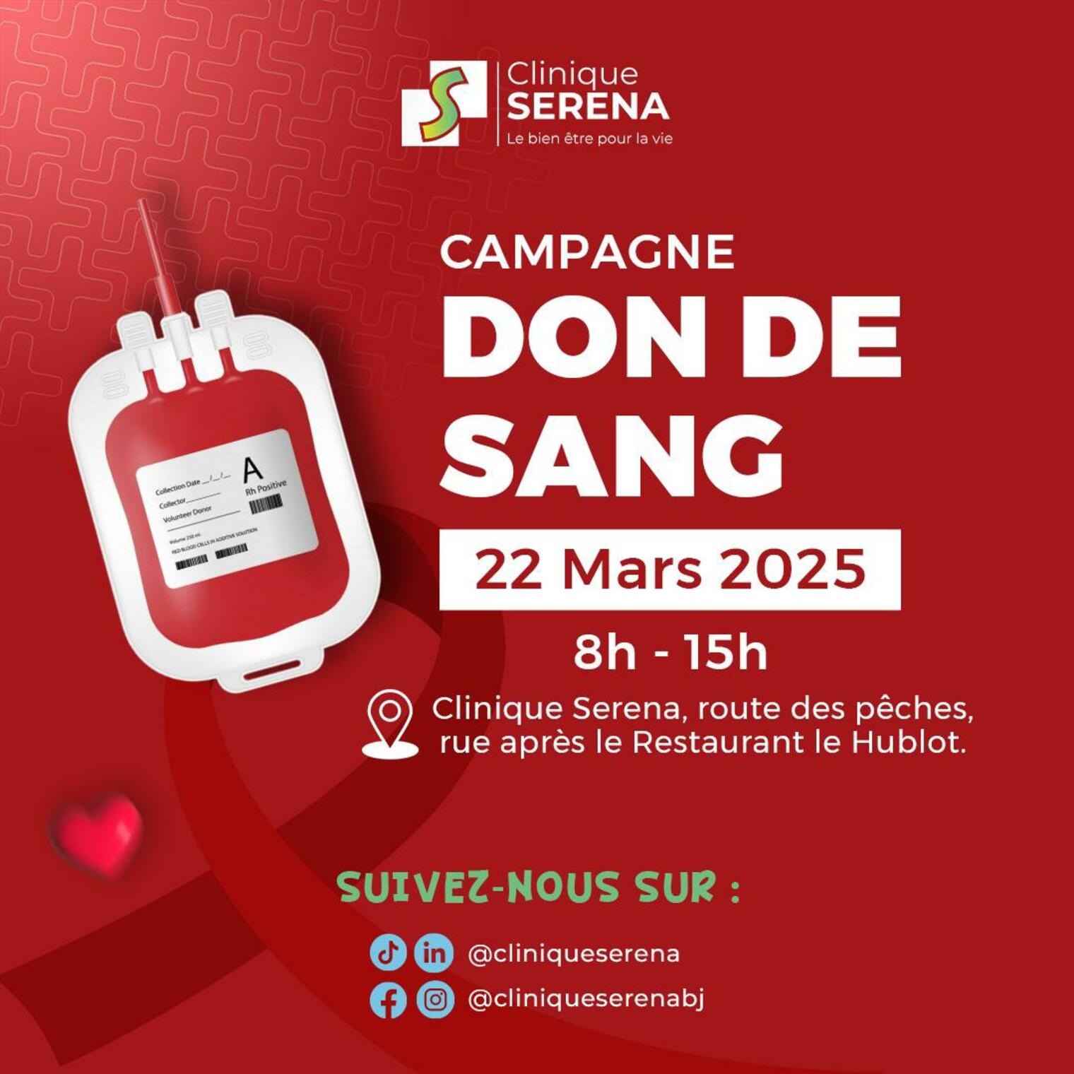 Campagne Don de Sang à la Clinique Serena